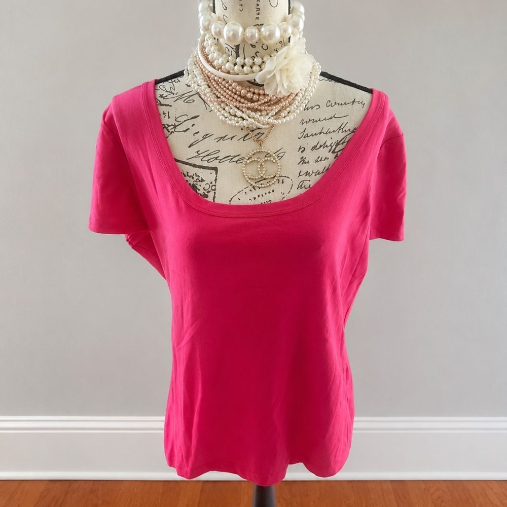 NWT $178 SZ XXLβLafayette 148 New York Modern Cap-Sleeve Cotton Elastane Tee
